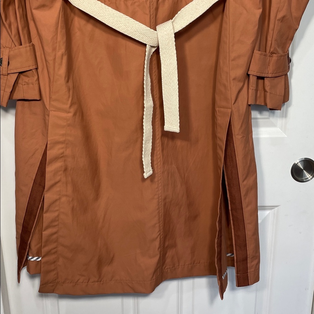 ZARA Trench Coat Contrasting Belt Size Small Single Button Notched Collar Orange - Picture 7 of 16